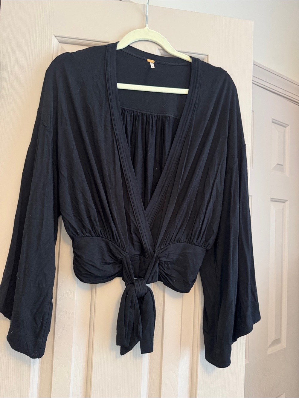 Free People Black Tie-Front Women’s Top
